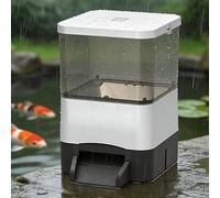 10L Solar Koi Fish Feeder Outdoor Waterproof Automatic Fish Feeder with Timer Adjustable 1-12 Times/Day Rainproof & Sunproof Pond Feeder with Battery Backup for Koi Goldfish Pond Fish