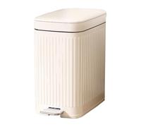 10L Stainless Steel Bathroom Trash Can with Soft Close Lid Pedal Operated Elegant Rectangular Design for Small Spaces White Finish