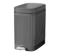 10L Stainless Steel Bathroom Trash Can with Soft Close Lid Pedal Operated Elegant Rectangular Design for Small Spaces Grey Waste Bin Durable & Stylish