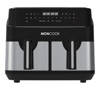 (10L, Stainless Steel) Double Air Fryer - 2 In 1 Airfryer 9L With 2 x 4.5L Baskets - 50 Recipe Cookbook - Smart Finish Function - Digital LED Display Airfryer