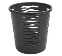 10L Waste Paper Rubbish DustBin Zebra Cut Sides Plastic Office Bathroom Kitchen (Black)