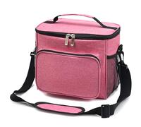 10L Waterproof Insulated Picnic Lunch Bag with Adjustable Shoulder Strap，Large Leakproof Soft Cool Tote Bags for Men/Women/Adult,Thermal Reusable Lunch Box for Work/Camping/Outdoor/BBQ/Party(Pink)