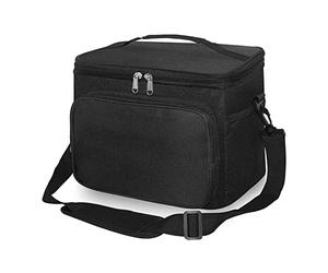 10L Waterproof Insulated Picnic Lunch Bag with Adjustable Shoulder Strap，Large Leakproof Soft Cool Tote Bags for Men/Women/Adult,Thermal Reusable Lunch Box for Work/Camping/Outdoor/BBQ/Party(Black)