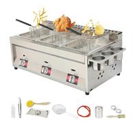 10L x 3 Commercial Countertop LPG Gas Deep Fat Fryer, Adjustable Firepower