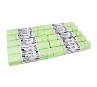 10L x 500 Tie Handle Compostable Kitchen Caddy Liners - Large Food Waste Bin Liners - EN 13432-10 Litre Tie-Handle Bags with Composting Guide