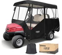 10L0L 2+2 Passenger Golf Cart Enclosure for Club Car Precedent/Tempo/Onward, 600D Waterproof Golf Buggy Rain Cover, Driving Enclosure with 4-Sided Clear Windows Roll-up Door Black -Roof 86"