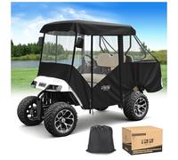 10L0L 2+2 Passengers Golf Cart Enclosure for EZGO TXT,600D Waterproof Snowproof Golf Buggy Keep Warm Cover, 2 Door Zippers 4-Side Clear Window and 4 Windproof Hooks Golf Cart Rain Cover, Black
