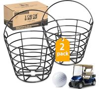 10L0L 2 Pack Metal Range Golf Ball Baskets with Handle, Golf Ball Storage Bucket, Holds 50 Balls Each (GolfBalls Not Included)