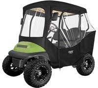 10L0L 2 Passenger Golf Cart Enclosures Cover for Club Car DS & Precedent, All Weather Windproof Waterproof Rain Cover, 4-Sided Clear Window & Roll-up Zipper Door - Black