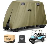 10L0L 4 Passenger Golf Buggy Cover Fits EZGO, Club Car, Yamaha, 400D Waterproof Windproof Sunproof Outdoor All-Weather Polyester Full Cover with Three Zipper Doors - Black/Army Green/Sliver