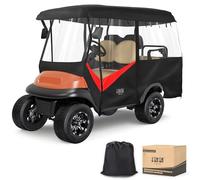 10L0L 4 Passenger Golf Cart Enclosure - 86" Roof Fit, Universal Golf Cart Cover for Yamaha Club Car EZGO,Waterproof 600D Rain Cover,Transparent Tail Light Panel,Foldable Door,4-Sided Windows Red