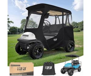 10L0L Deluxe Golf Cart Enclosure for 2 Passenger Club Car Precedent &Tempo, 600D Super Waterproof Golf Buggy Cover Portable Transparent Cover Storage Clear PVC with Zipper Entry - 4-Sided