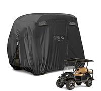 10L0L Golf Buggy Cover, 400D Waterproof Windproof Sunproof Golf Cart Cover, with 3 Zipper Doors 2 Passenger/4 Passenger Golf Cover Fits for Yamaha EZGO Club Car and Other Models-Black
