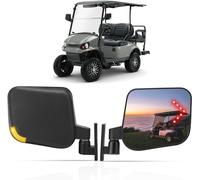 10L0L Golf Buggy Side Mirrors with LED Turn Signal Blinker Light Connected to Headlight Kit, Rear View Mirror Universal for Yamaha EZGO Club Car Models