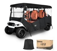 10L0L Golf Cart 6 Passenger Golf Cart Enclosure Rain Cover Drivable Universal Fit 4+2 Seat Club Car EZGO RXV TXT Yamaha, 4 Sided Black, Roof Within 122 Inch