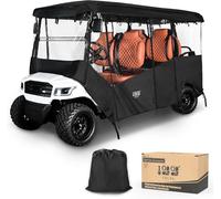 10L0L Golf Cart Enclosure 6 Passengers Rain Cover 600D Waterproof Drivable Universal Fit for Yamaha Club Car EZGO RXV TXT 4+2 Seat Golf Carts Cover, 4 Sided Black