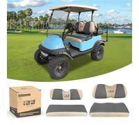 10L0L Golf Cart Front and Rear Seat Cover Set for Club Car DS Precedent & Yamaha 4 Passenger Models,Stylish Quality Bench Seat Covers Kit Breathable Washable Polyester Mesh Cloth Gray Black Beige Red