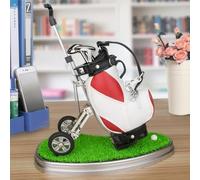 10L0L Golf Pen Holder with 3 Pieces Golf Club Pens Set Unique Golf Golf Desk Decor Gifts Souvenirs for Men - Red + White w/o Base