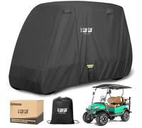 10L0L Heavy Duty Golf Cart Cover for Yamaha, EZGO, Club Car, Fits 2 & 4 Passenger, All Weather Outdoor Protection Weatherproof - Black