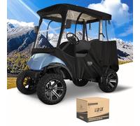 10L0L Heavy Duty Golf Cart Enclosure - 420D 2 Passenger Fit for Yamaha G14 G16 G22 G29 Drive - Transparent, Waterproof, Windproof, Snowproof - Black