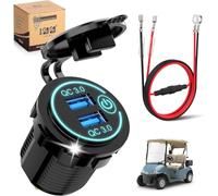 10L0L USB Charger Port,Universal Quick Charge 3.0 Dual USB Charger Socket for Car Truck Golf Cart UTV ATV Boat, Waterproof USB Charging Port, 12V Input