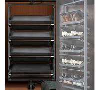 10Layer 360° Rotating Shoe RackSlim Metal Sto Cabinet for Narrow Spaces Perfect Coat & Shoefor Hallway Smal Gray h