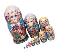 10Layer Russian Nesting Dolls Set Hand Painted Wooden Matryoshka Toy Cultural Folk Art Learning Stacking Toy for Kids Nesting Dolls