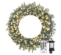 10M 100 LED Christmas Lights Outdoor, Warm White String Fairy Lights Mains Powered, 8 Modes Waterproof Christmas Tree Lights with Remote for Outside Indoor Party Garden Bedroom Christmas Decorations