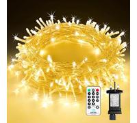 10M 100 LED Christmas Tree Lights, 8 Modes Warm White Fairy Lights Plug in, Waterproof String Lights Mains Powered with Remote/Timer for Outdoor Indoor Party Garden Bedroom Christmas Decorations