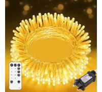 10M 100 LED Fairy Lights Plug In, Warm White String Lights with Remote, 8 Modes 3 Timers 4 Brightness, IP44 Waterproof Mains Powered Indoor Outdoor Christmas Fairy Lights for Bedroom Garden Decor