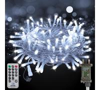 10M 100LEDs Christmas Lights Mains Powered,Cool White Connectable Fairy Lights with Plug/Remote/Timer/8 Modes,Bright Waterproof Lights Outside Indoor Garden Party Wedding Christmas Tree Decor