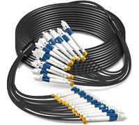 10m 12 Strand Industrial TPU LC Outdoor Armored Single Mode Fiber Cable | LC to LC OS2 Singlemode 12 Core Fiber Optic Patch Cord, 9/125um, OD-6mm, Direct Burial LC-LC