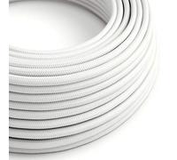 10m 3 Core Round Electrical Cable Vintage Italian Style Cable with Earth Wire, Antique Braided Woven Silk Lighting Flexible Fabric 0.75mm Cord, DIY Pendant Light, VDE Certification (Round - White)
