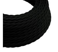 10m 3 Core Twisted Electrical Cable Vintage Italian Style Cable with Earth Wire, Antique Braided Woven Silk Lighting Flexible Fabric 0.75mm Cord, DIY Pendant Light, VDE Certification (Twisted - Black)