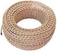 10m 3 Core Twisted Vintage Italian Style Braided Electrical 6mm Cable with Earth Wire, Antique Rope Woven Silk Lighting Flexible Fabric 0.75mm Cord, DIY Pendant Light, VDE Certification