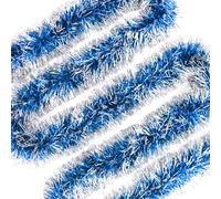 10M/32.8Feet Christmas Tinsel Garland Metallic Hanging Tinsel for Christmas New Year Wedding Birthday Party Decoration Supplies (Blue)