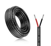 10M/32.8ft 12V Low Voltage Wire, Outdoor Landscape Lighting Cable, 2*0.75mm² Conductor Extension Cable, 18AWG Electrical Cord Red & Black Tinned Copper Hookup Wire Kit, 2 Core with Black Reel Package