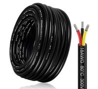10M/32.8ft 18 Gauge Electrical Wire 3x0.75mm², 3 Core Conductor Extension Cable, 18 AWG Flexible Low Voltage Tinned Copper Wire,Black Reel Cable