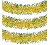 10M/32.8Ft Iridescent Christmas Tinsel Garland, Colorful Metallic Twisted Hanging Garland Glitter Christmas Tree Tinsel Rainbow Tinsel for Xmas Holiday Birthday Party Decoration (Iridescent Gold)