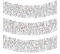 10M/32.8Ft Iridescent Christmas Tinsel Garland, Colorful Metallic Twisted Hanging Garland Glitter Christmas Tree Tinsel Rainbow Tinsel for Xmas Holiday Birthday Party Decoration (Transparent Pink)
