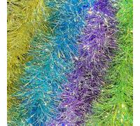 10M/32.8Ft Iridescent Christmas Tinsel Garland, Colorful Metallic Twisted Hanging Garland Glitter Christmas Tree Tinsel Rainbow Tinsel for Xmas Holiday Birthday Party Decoration (Iridescent Set)