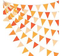 10M/32Ft Fall Orange Party Decorations Kit Bunting Banner Fabric Triangle Flag Cotton Garland Kit for Fall Autumn Wedding Birthday Party Thanksgiving Day Home Outdoor Garden Plant Decorations