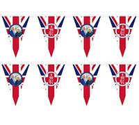 10m/33ft Bunting King Charles III with Queen Consort Portrait 24 Triangle Union Jack Flags King's Coronation Celebration Banner Royal Family UK British Street Party Decoration
