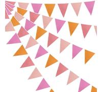 10M/33Ft Multicolor Fabric Bunting Banner, Perfect for any Celebration (Orange for PINK)