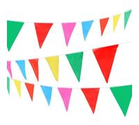 10m/33ft Multicolour Flags 20 Triangle Fabric Bunting Pennant Banner Birthday Wedding Anniversary Celebration Baby Shower Indoor/Outdoor Street Party Decorations