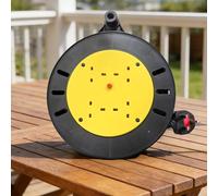 10m 4 Socket Extension Lead Reel, 13A Thermal Cut Out Protection, Retractable Winding, Plastic Compact Frame for Lawn Mower, Garden Tools and Home Office Indoor Outdoor Use