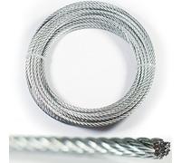 10m - 4mm Wire Rope Lashing Cable - Galvanised Steel Stranded - Metal Hoist Line