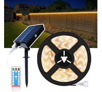 10M 600 LEDs Solar LED Strip Lights Outdoor Solar Powered Rope Light Waterproof with Cuttable Tape Lighting Warm White with 8 Modes for Fence, Outside, Stair, Step, Yard, Pool,Christmas Decorations