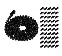 10m Ball Bead Chain 3.2mm Beads Chain Metal Beaded Pull Chain Extension Roller Blind Chain with Connectors for DIY Jewelry Making, Black