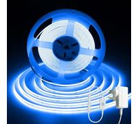 10M Blue LED Strip Lights, 24V Easter COB LED Tape Light with Power Plug, 8mm Width, CRI93+ Uniform Dotless Cuttable Dimmable Flexible Light Kit for Bedroom TV Backlight Gaming Room Bar DIY Lighting